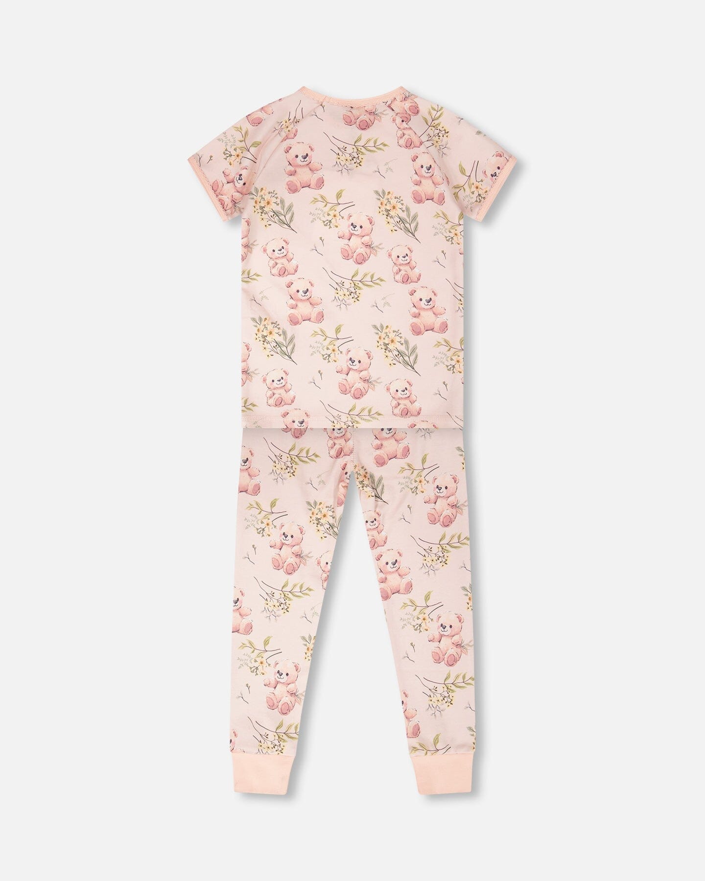 Organic Cotton Two-Piece Pyjama Set Pale Pink Bear Print - H30PG12US_3H094