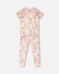 Organic Cotton Two-Piece Pyjama Set Pale Pink Bear Print - H30PG12_3H094