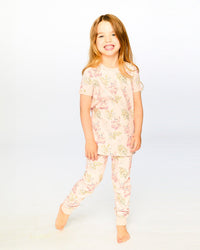 Organic Cotton Two-Piece Pyjama Set Pale Pink Bear Print - H30PG12_3H094