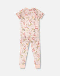 Organic Cotton Two-Piece Pyjama Set Pale Pink Bear Print - H30PG12_3H094