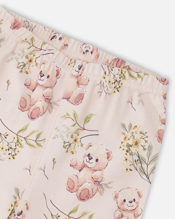 Organic Cotton Two-Piece Pyjama Set Pale Pink Bear Print - H30PG12_3H094