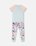 Organic Cotton Two-Piece Pyjama Set Blue Smiling Flower Print - H30PG12_3H095