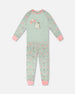 Organic Cotton Two-Piece Pyjama Set Green Kitten Print - H30PG13US_3H093