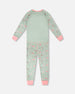 Organic Cotton Two-Piece Pyjama Set Green Kitten Print - H30PG13US_3H093