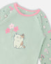 Organic Cotton Two-Piece Pyjama Set Green Kitten Print - H30PG13US_3H093