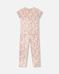 Organic Cotton Women Two-Piece Pyjama Set Pale Pink Bear Print - H30PG14_3H094