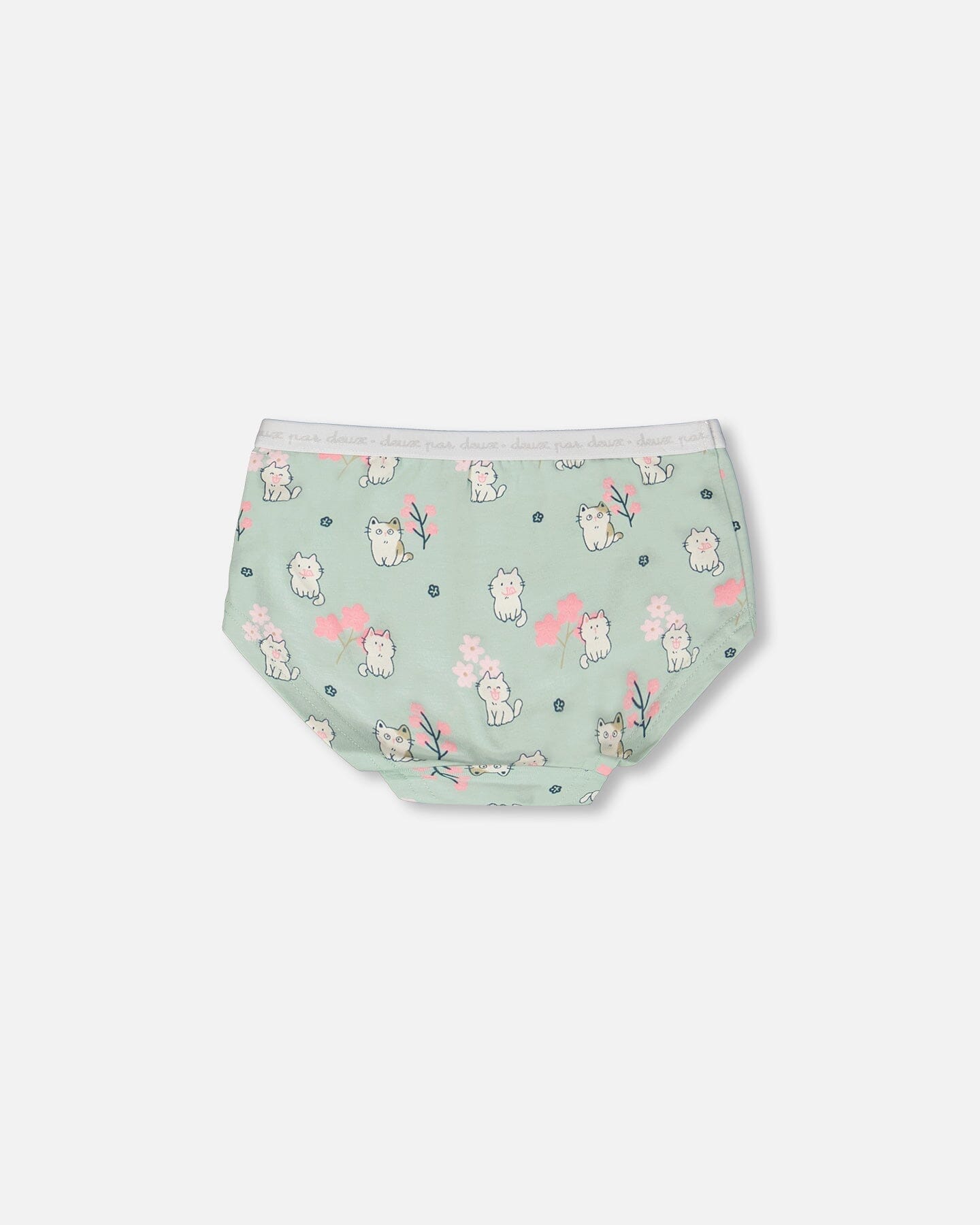 Organic Cotton Boyshort Panty Green Kitten Print - H30PG60_3H093