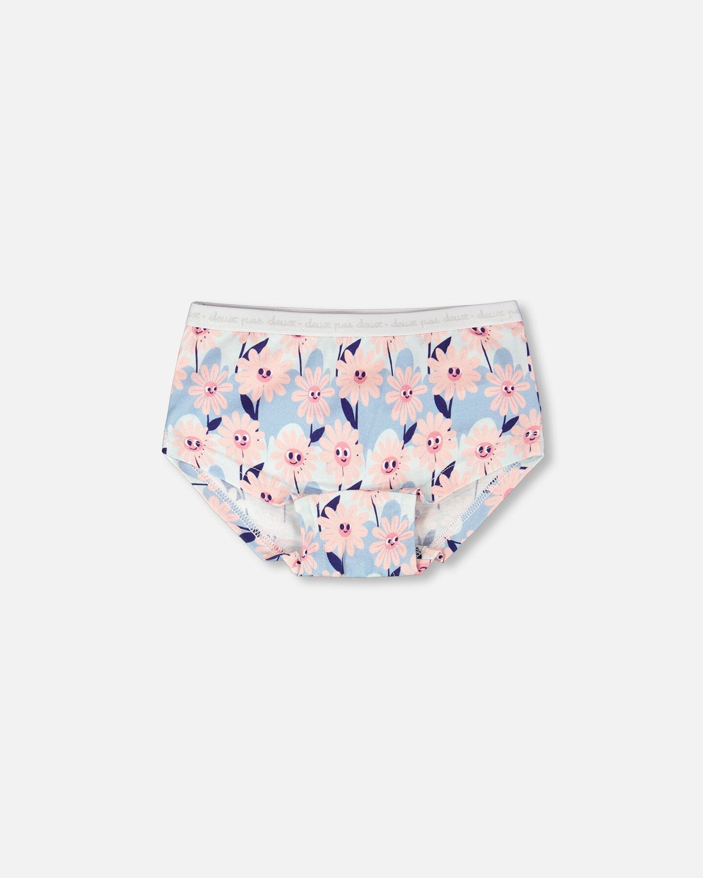 Organic Cotton Boyshort Panty Blue Smiling Flower Print - H30PG60_3H095
