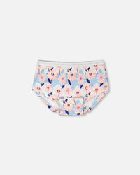 Organic Cotton Boyshort Panty Blue Smiling Flower Print - H30PG60_3H095
