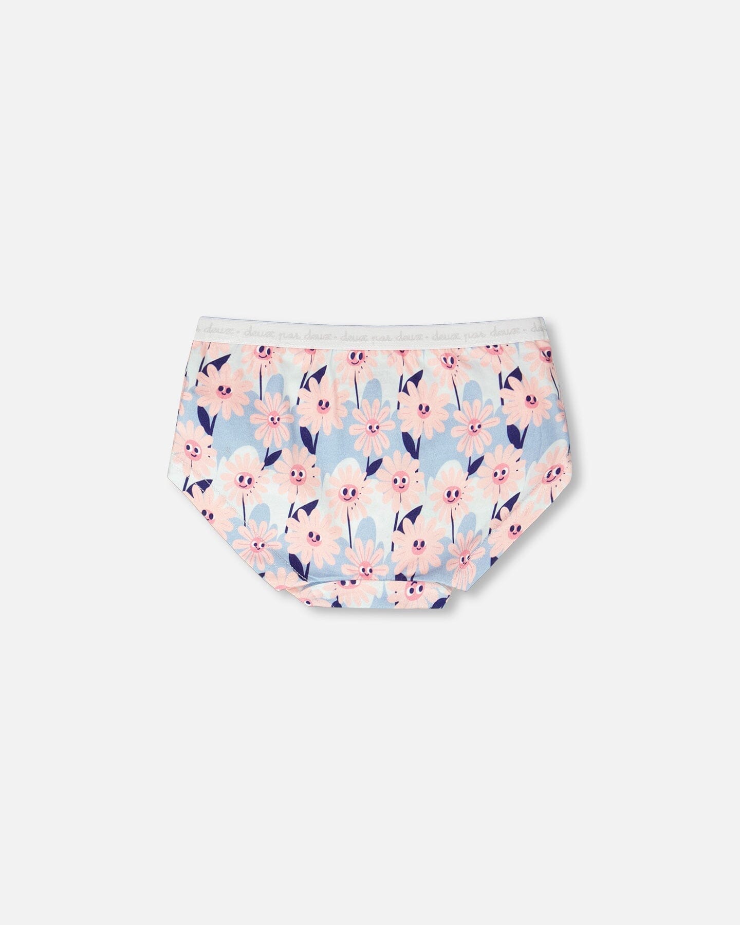 Organic Cotton Boyshort Panty Blue Smiling Flower Print - H30PG60_3H095