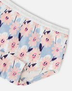 Organic Cotton Boyshort Panty Blue Smiling Flower Print - H30PG60_3H095