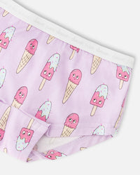 Organic Cotton Boyshort Panty Lilac Printed Ice Creams - H30PG60_3H099