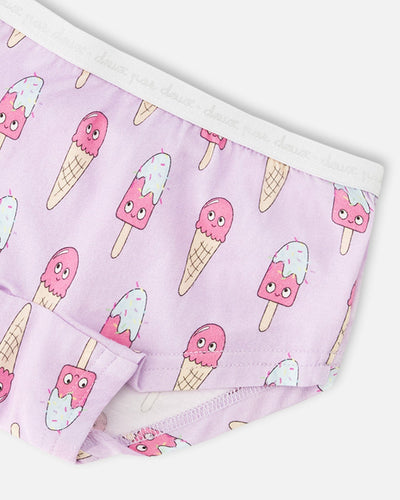 Organic Cotton Boyshort Panty Lilac Printed Ice Creams - H30PG60_3H099