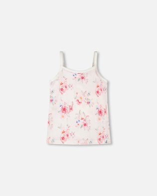 Organic Cotton Tank Underwear Pink Printed Flowers - H30PG70_3H092