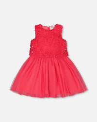 Sleeveless Textured Rosette Dress Pink - H30Q40_06002
