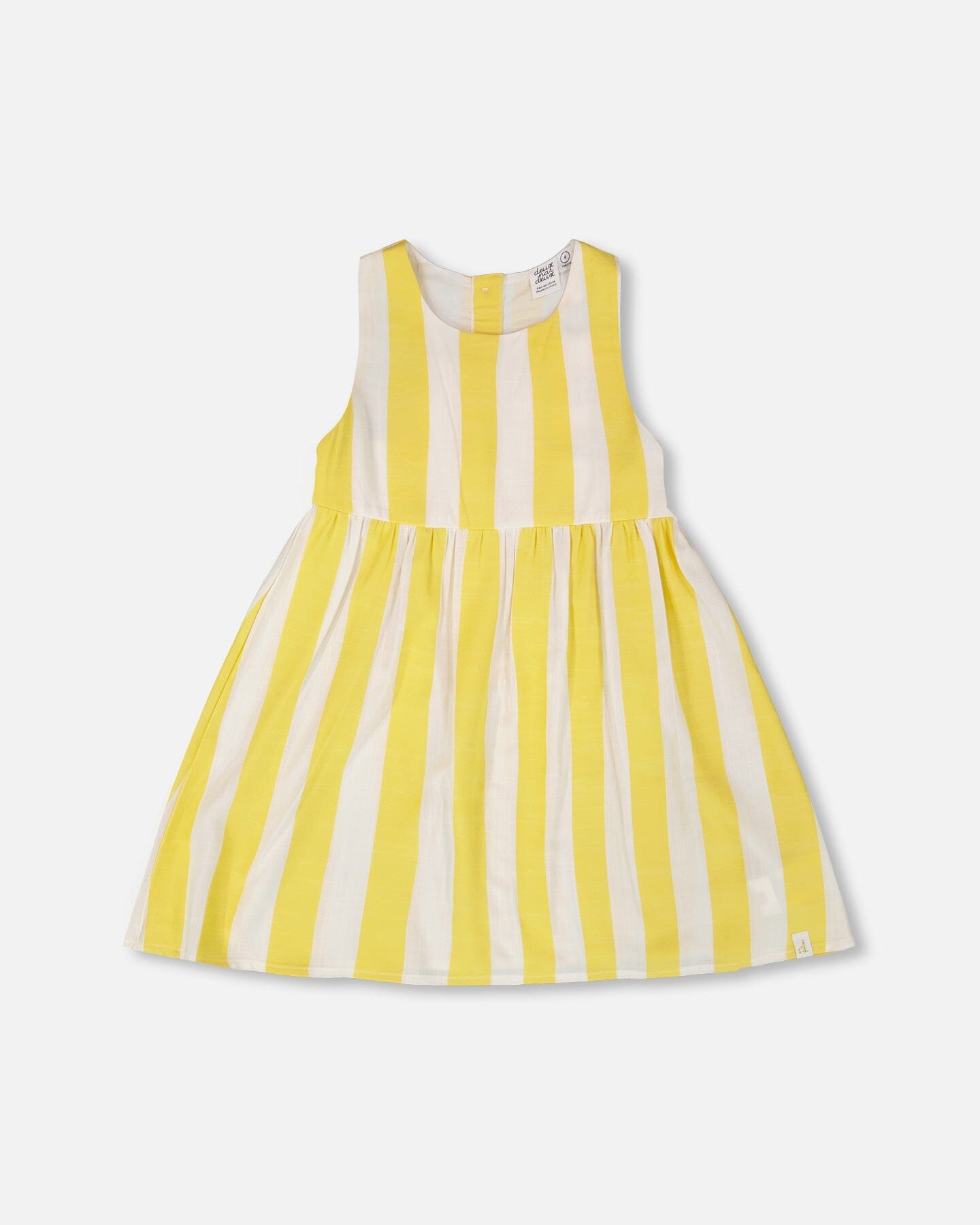 Sleeveless Dress White And Yellow Stripes - H30Q88_3H195