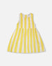 Sleeveless Dress White And Yellow Stripes - H30Q88_3H195