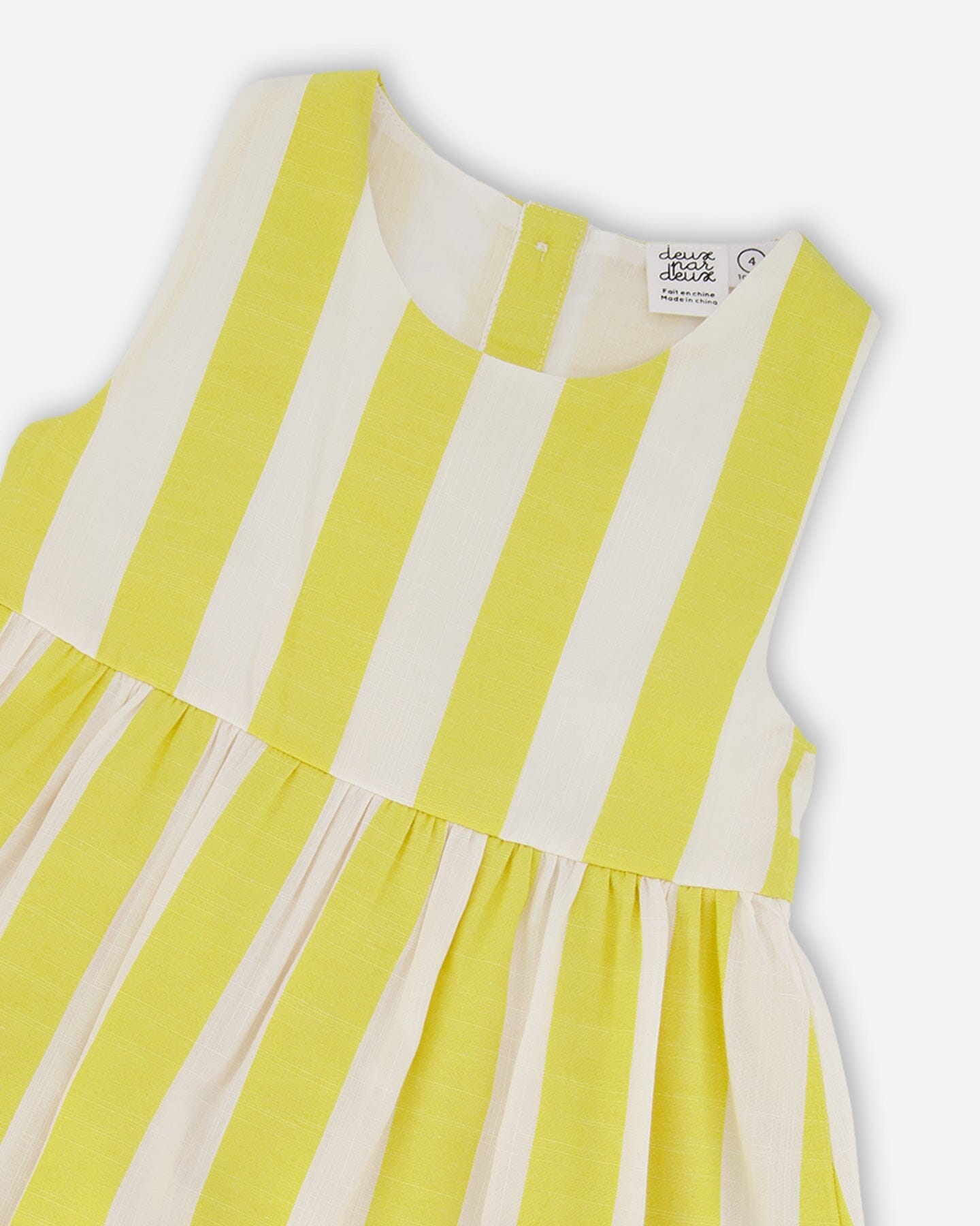 Sleeveless Dress White And Yellow Stripes - H30Q88_3H195