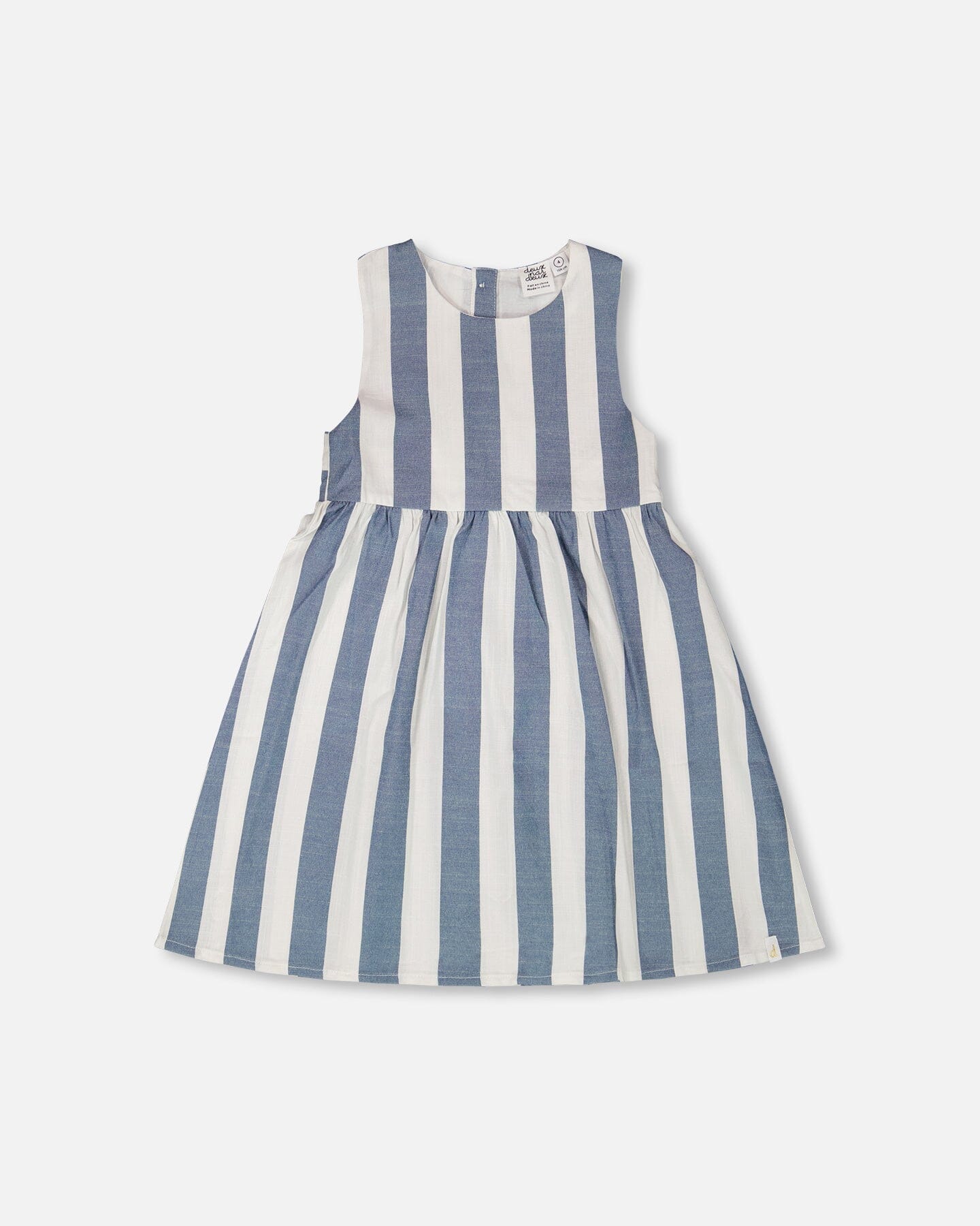 Sleeveless Dress White And Blue Stripes - H30Q88_3H196