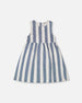 Sleeveless Dress White And Blue Stripes - H30Q88_3H196
