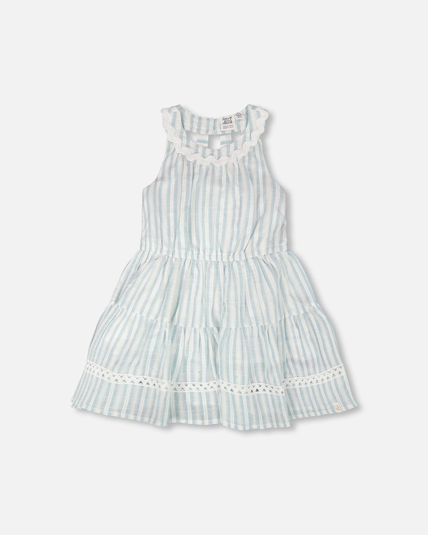Multi-Tiered Dress White And Blue Stripes - H30Q89_3H197