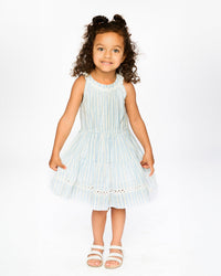 Multi-Tiered Dress White And Blue Stripes - H30Q89_3H197