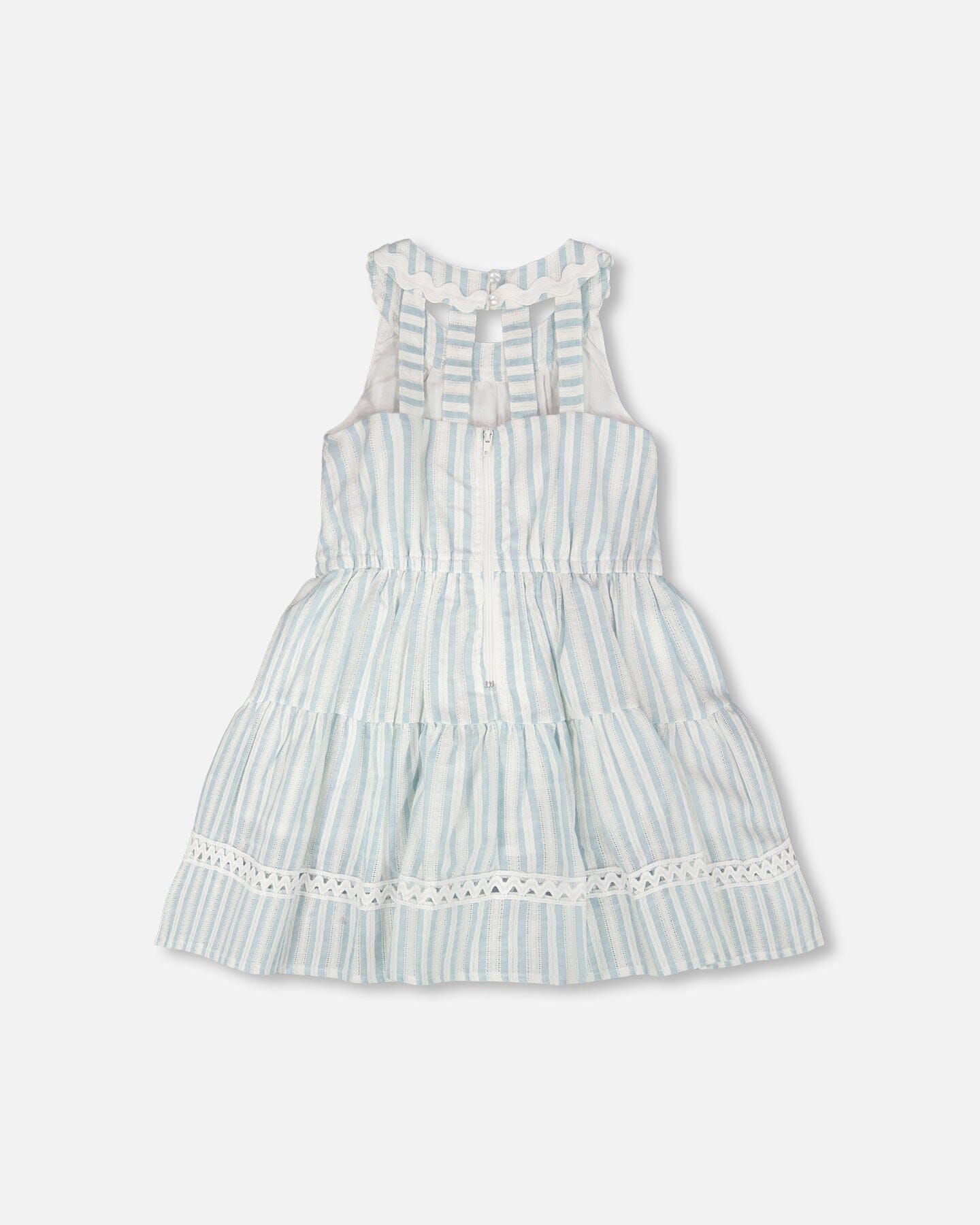 Multi-Tiered Dress White And Blue Stripes - H30Q89_3H197