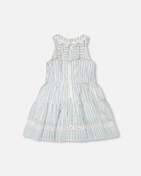 Multi-Tiered Dress White And Blue Stripes - H30Q89_3H197