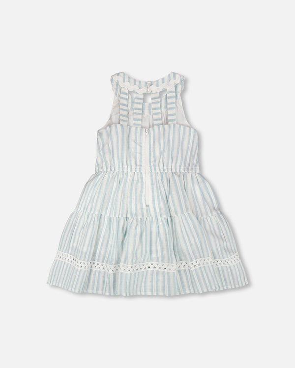 Multi-Tiered Dress White And Blue Stripes - H30Q89_3H197