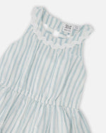 Multi-Tiered Dress White And Blue Stripes - H30Q89_3H197