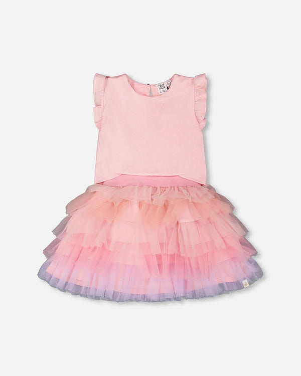 Bi-Material Dress Pale Pink - H30Q90_06060