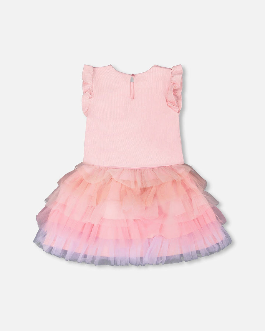 Bi-Material Dress Pale Pink - H30Q90_06060