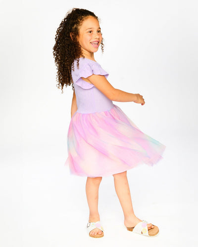 Bi-Material Mesh Dress Lilac - H30Q92_05001