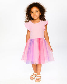 Bi-Material Mesh Dress Pale Pink - H30Q92_06060