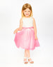 Bi-Material Pleated Mesh Dress White And Pink - H30Q93_01000