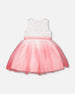 Bi-Material Pleated Mesh Dress White And Pink - H30Q93_01000