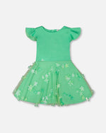 Bi-Material Dress Bright Mint Green - H30Q95_03740