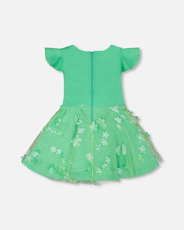 Bi-Material Dress Bright Mint Green - H30Q95_03740