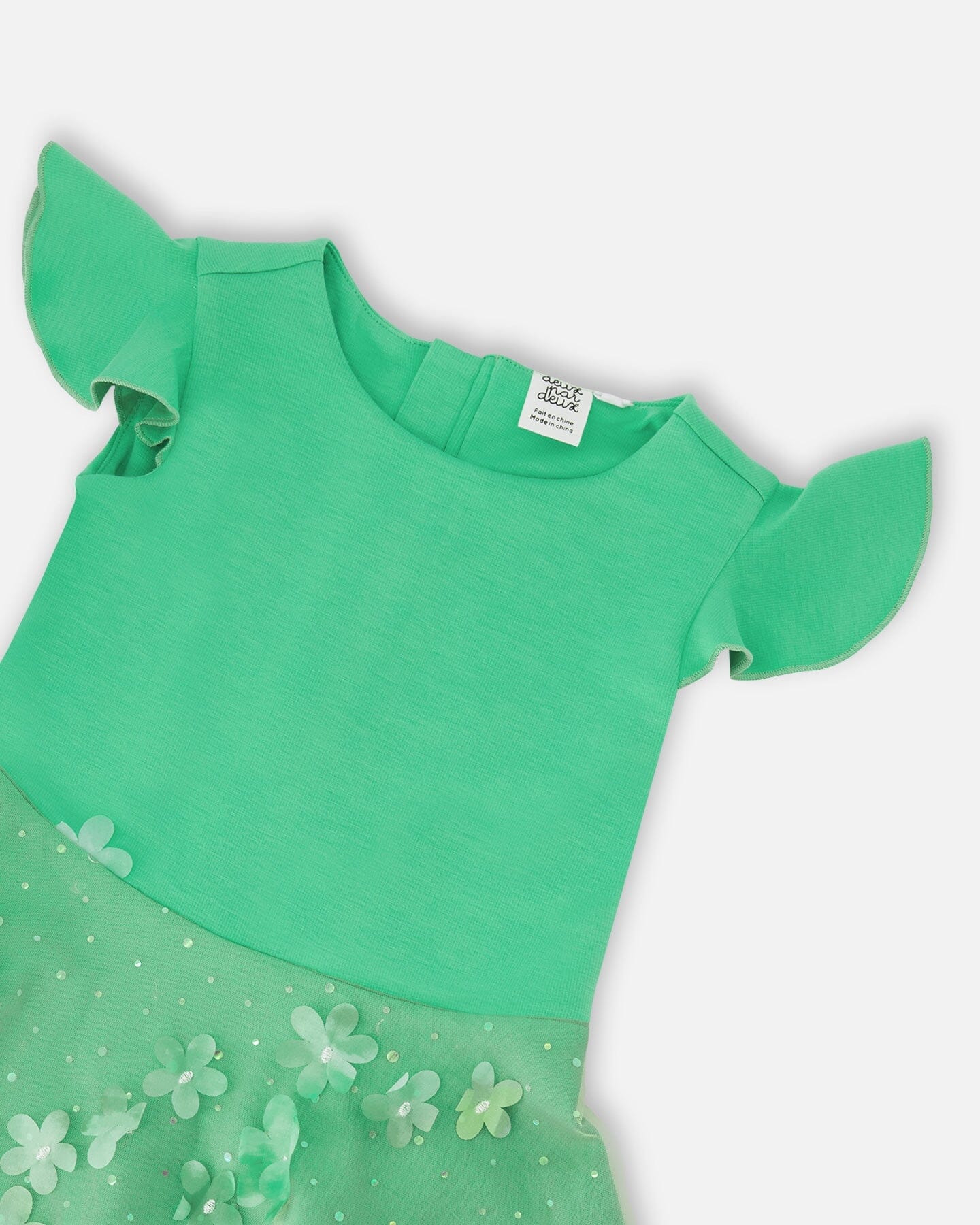 Bi-Material Dress Bright Mint Green - H30Q95_03740