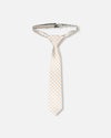Neck Tie White And Sand Check - H30RCR_3H214