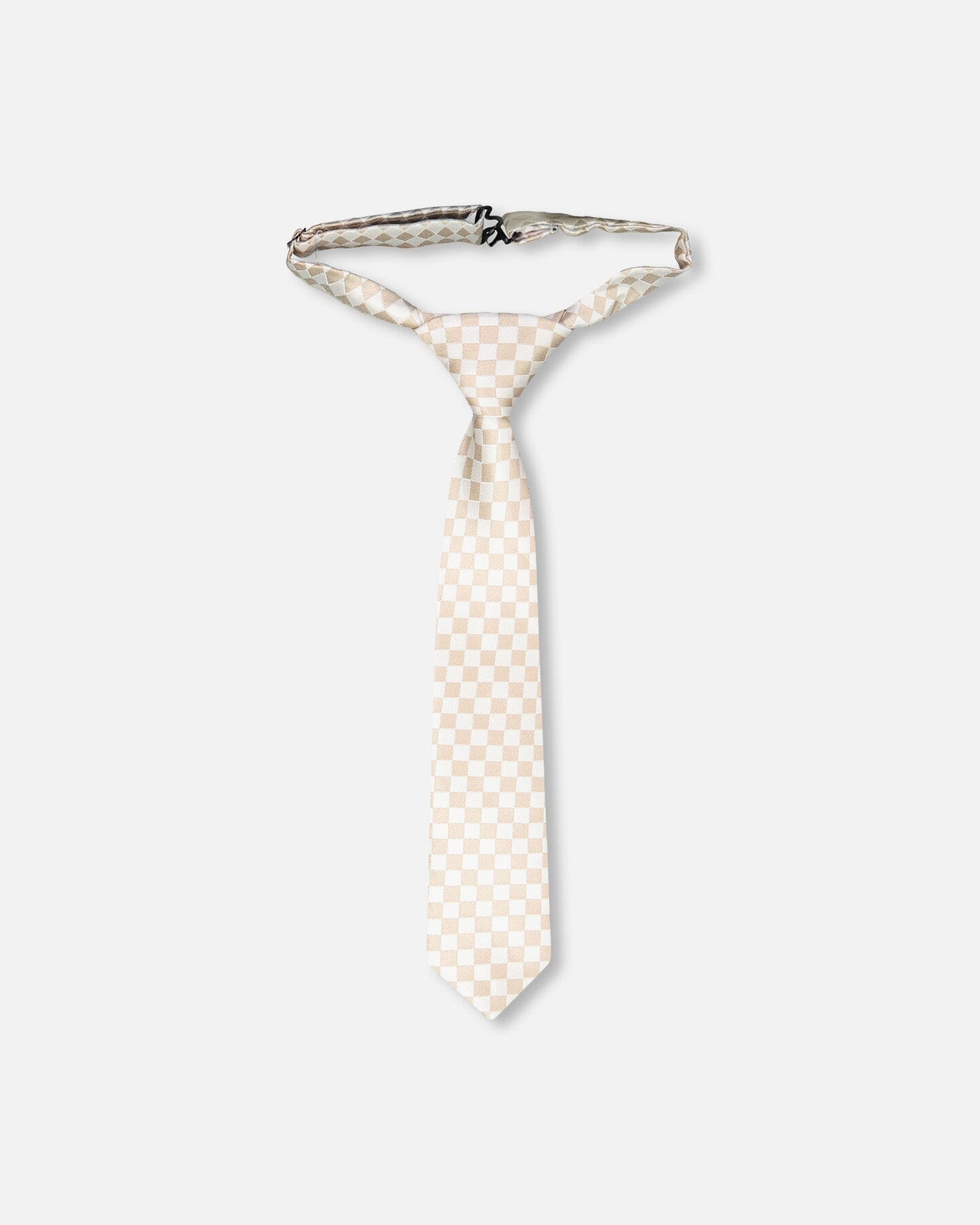 Neck Tie White And Sand Check - H30RCR_3H214