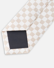 Neck Tie White And Sand Check - H30RCR_3H214