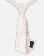 Neck Tie White And Sand Check - H30RCR_3H214