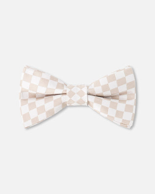 Bow Tie White And Sand Check - H30RNP_3H214