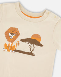 Organic Cotton T-Shirt And Short Set Beige And Orange - H30S10_01001