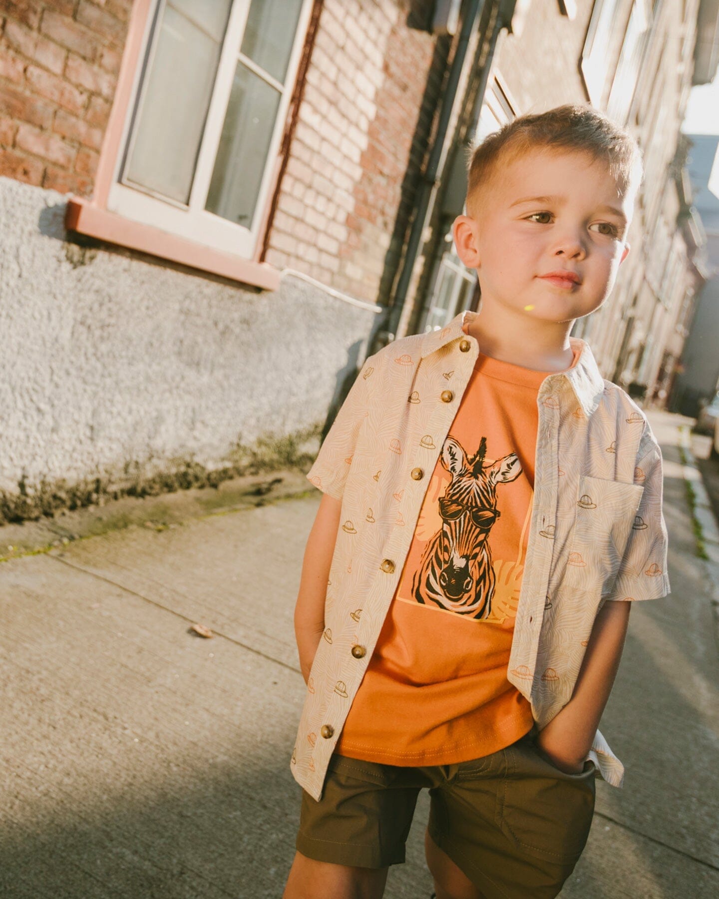 Poplin Shirt Beige Safari Print - H30S15_3H100