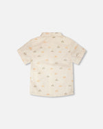 Poplin Shirt Beige Safari Print - H30S15_3H100