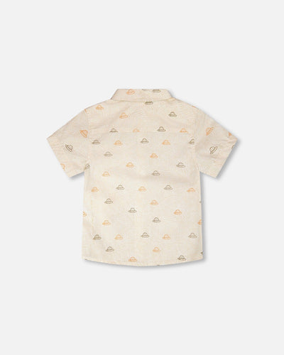 Poplin Shirt Beige Safari Print - H30S15_3H100