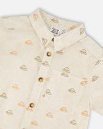 Poplin Shirt Beige Safari Print - H30S15_3H100