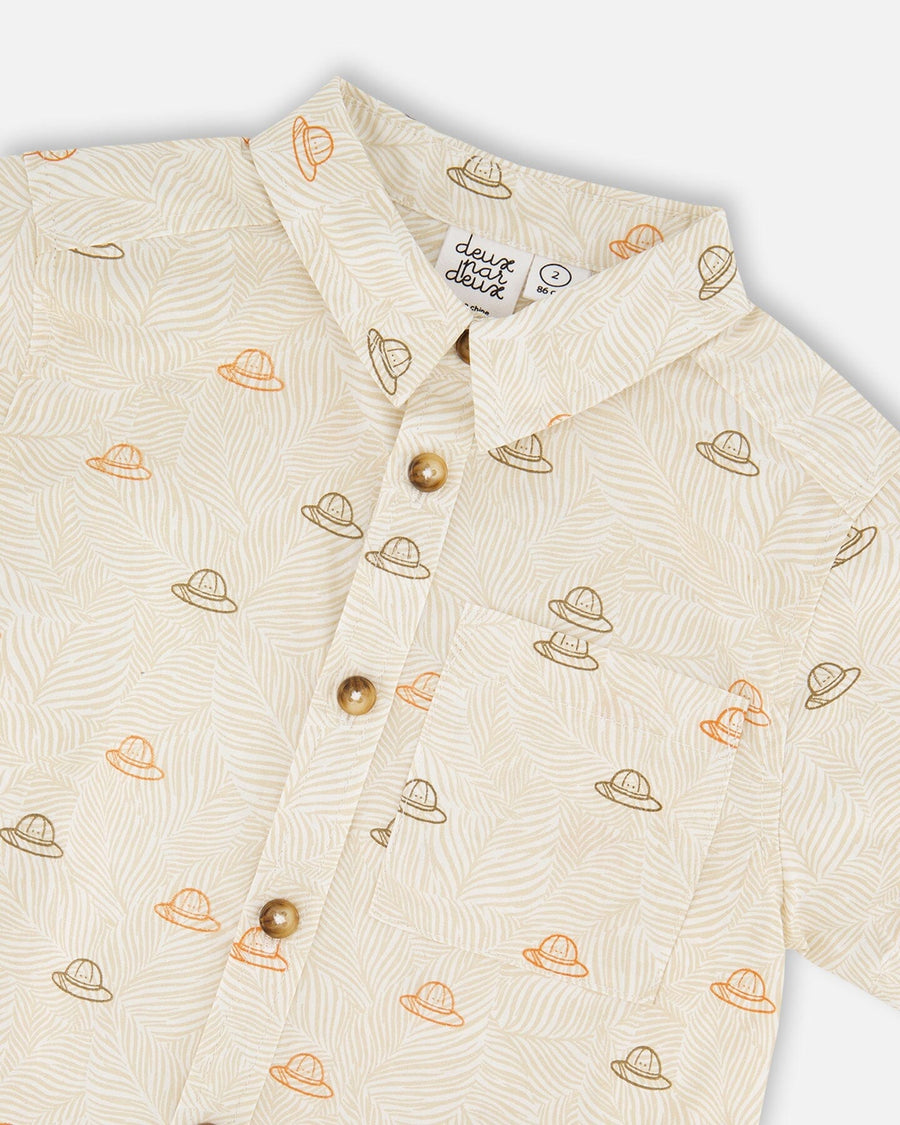 Poplin Shirt Beige Safari Print - H30S15_3H100
